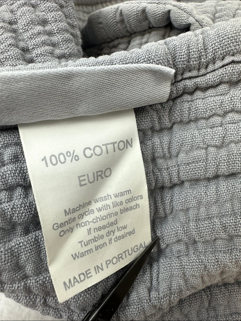 Parachute Matelasse Set of 2 Euro Shams Grey 100% Cotton 26x26 Made in Portugal